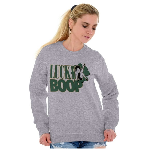 Saint Paddys Lucky Betty Boop Cartoon Women Crewneck Sweatshirt Brisco Brands 2X