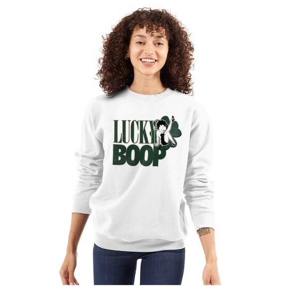 Saint Paddys Lucky Betty Boop Cartoon Women Crewneck Sweatshirt Brisco Brands X