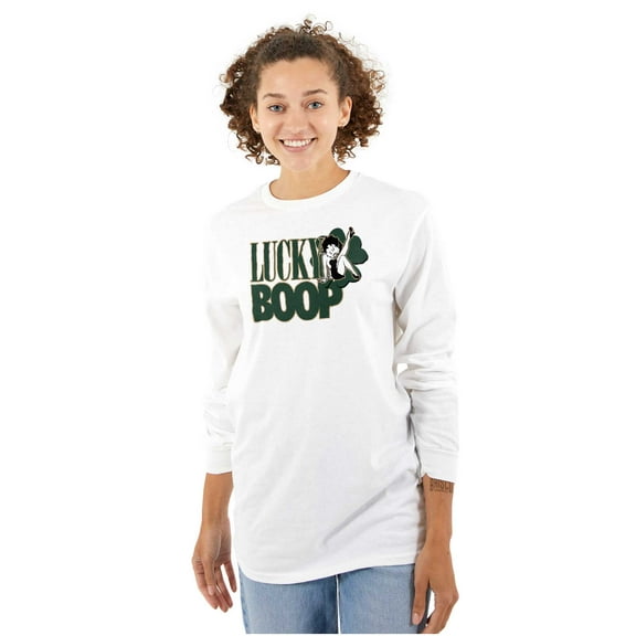 Saint Paddys Lucky Betty Boop Cartoon Women's Long Sleeve T Shirt Brisco Brands S