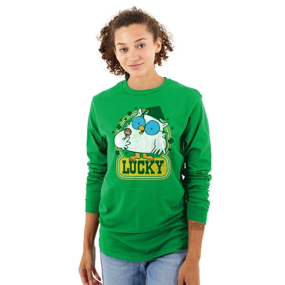 Saint Paddys Lucky Tootsie Pop Owl Long Sleeve TShirt Men Women Brisco Brands S