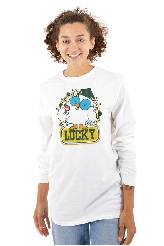 Saint Paddys Lucky Tootsie Pop Owl Long Sleeve TShirt Men Women Brisco Brands S