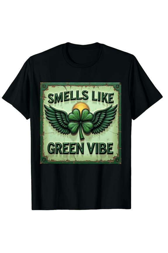 Saint Paddys Spirit Clover Wings Men Women Short Sleeve Graphic T-Shirt, St Patricks Day Angel Design