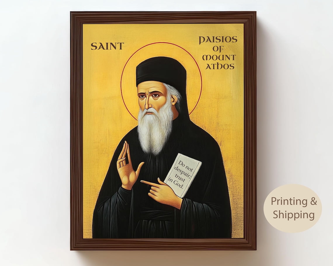 Saint Paisios Of Mount Athos Icon Christian Wall Art Greek Athonite ...