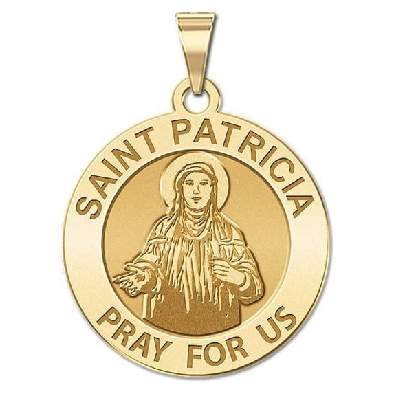 Saint Patricia Religious Medal - 1 Inch Size of a Quarter in Solid 14K Yellow Gold