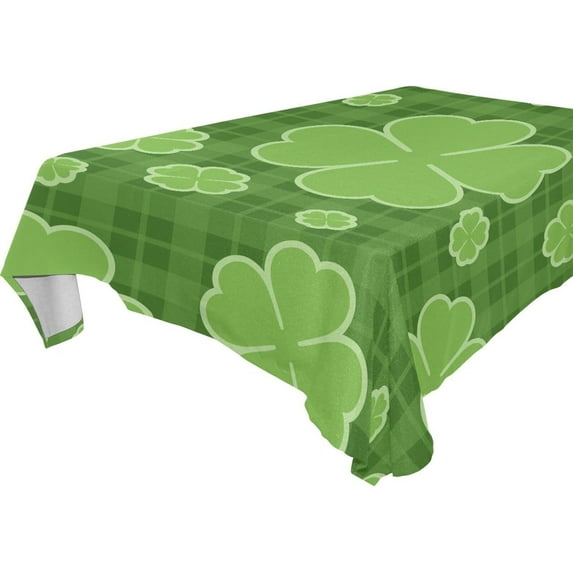 Saint Patrick Clover Buffalo Tablecloth Rectangle Colorful Table Cloth Large Square Table Cover for Dining Kitchen Party 60"x108" Decor Gift