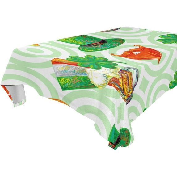 Saint Patrick Clover Tablecloth Rectangle Colorful Table Cloth Large Square Table Cover for Dining Kitchen Party 54"x72" Decor Gift