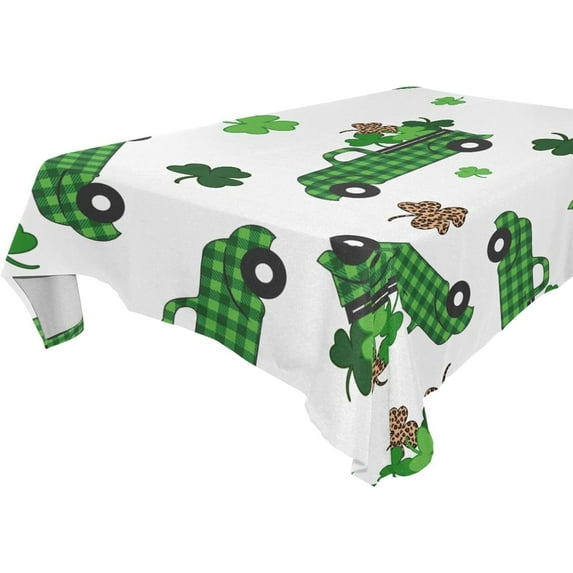 Saint Patrick Clover Truck Tablecloth Rectangle Colorful Table Cloth Large Square Table Cover for Dining Kitchen Party 60"x90" Decor Gift
