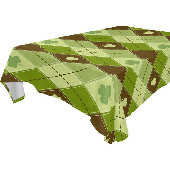 Saint Patrick Clover Zigzag Tablecloth Rectangle Colorful Table Cloth Large Square Table Cover for Dining Kitchen Party 60"x60" Decor Gift