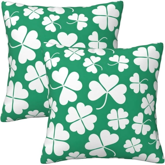 Saint Patrick Day Throw Pillow Covers Set of 2 Soft Pillow Case Protectors with Zipper Standard Size Pillow Covers Pillowcase Square for Bed, Sofa (20"x20")