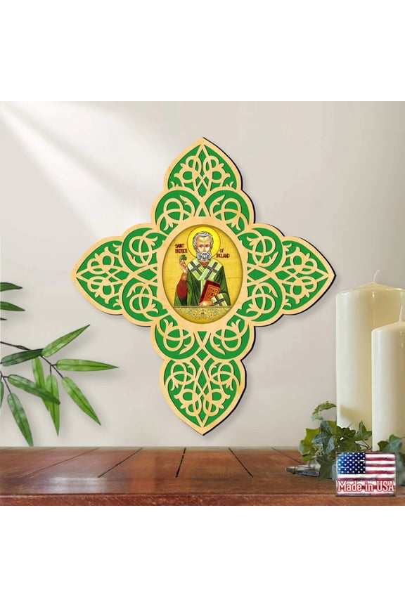 G. Debrekht 88460 Saint Patrick Filigree Wooden Cross by Museum Icons - Celtic Decor