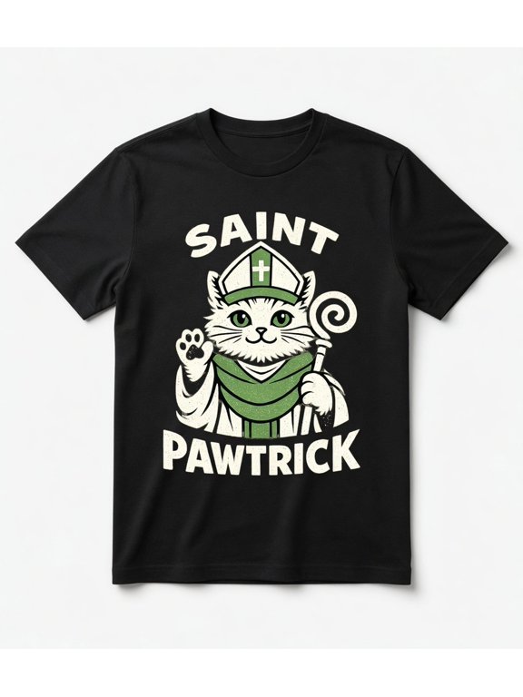 Saint Patrick Funny Cat Irish Graphic T-Shirt