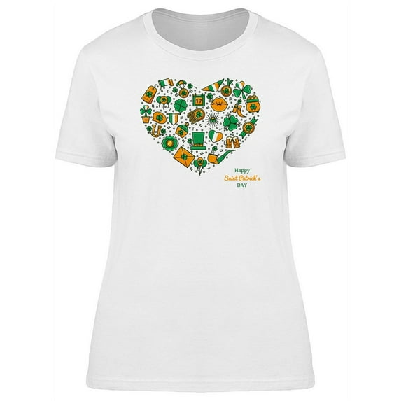 Saint Patrick Heart Doodles T-Shirt Women -Image by Shutterstock, Female XX-Large
