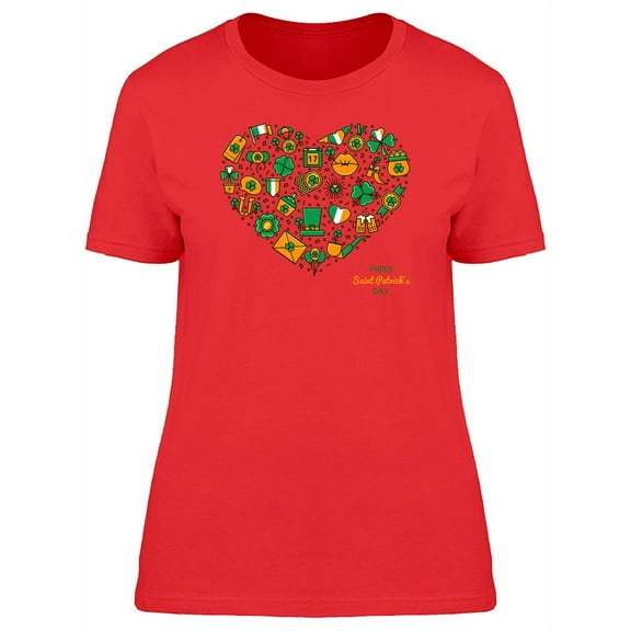 Saint Patrick Heart Doodles T-Shirt Women -Image by Shutterstock, Female x-Large