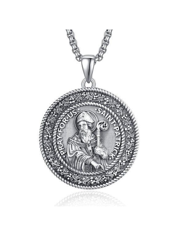 Saint Patrick Necklace St Patrick Medal Pendant Bless Safety Religious Pendant Gift for Men Women Parent Friend