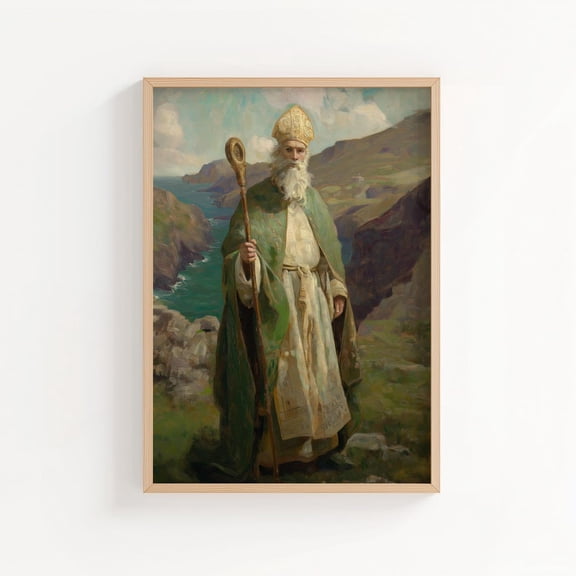 Saint Patrick Print Style Christian Saint Wall Art, Unframed Paper Poster 8x10in