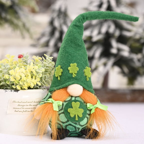 Saint Patrick'S Day Green Hat Doll Figurine Irish Shamrock Faceless Elder Leaf Deep For Holiday Display