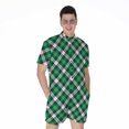 thumbnail image 1 of Saint Patrick'S Day Irish Tartan Short Sleeve Men'S Rompers, Tartan Plaid Retro Casual Summer Jumpsuits Outfit, 1 of 4