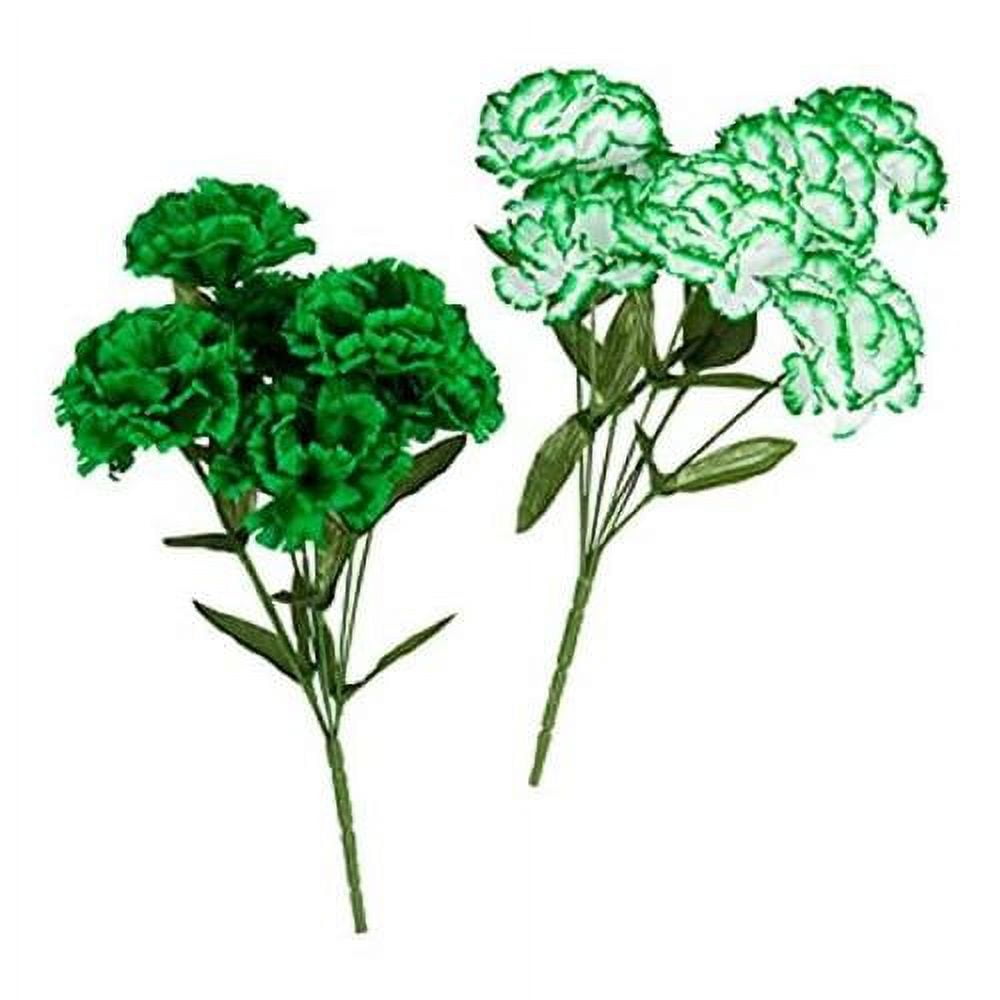 Saint Patrick’S Day Kelly Green And White Silk Carnation Flowers Bushes