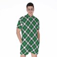 thumbnail image 1 of Saint Patrick'S Day Plaid Pattern Short Sleeve Men'S Rompers, Irish St. Patrick'S Day Casual Summer Jumpsuits Outfit, 1 of 4