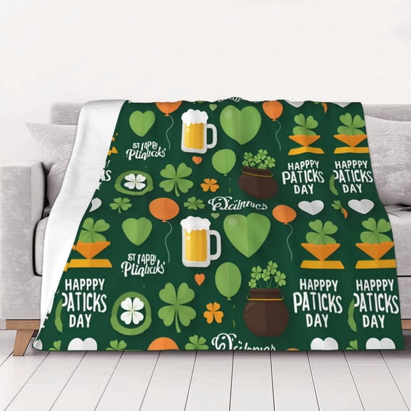 Saint Patrick'S Day Warm Cozy Plush Throw Blanket for Couch Bed Sofa 60"x50"