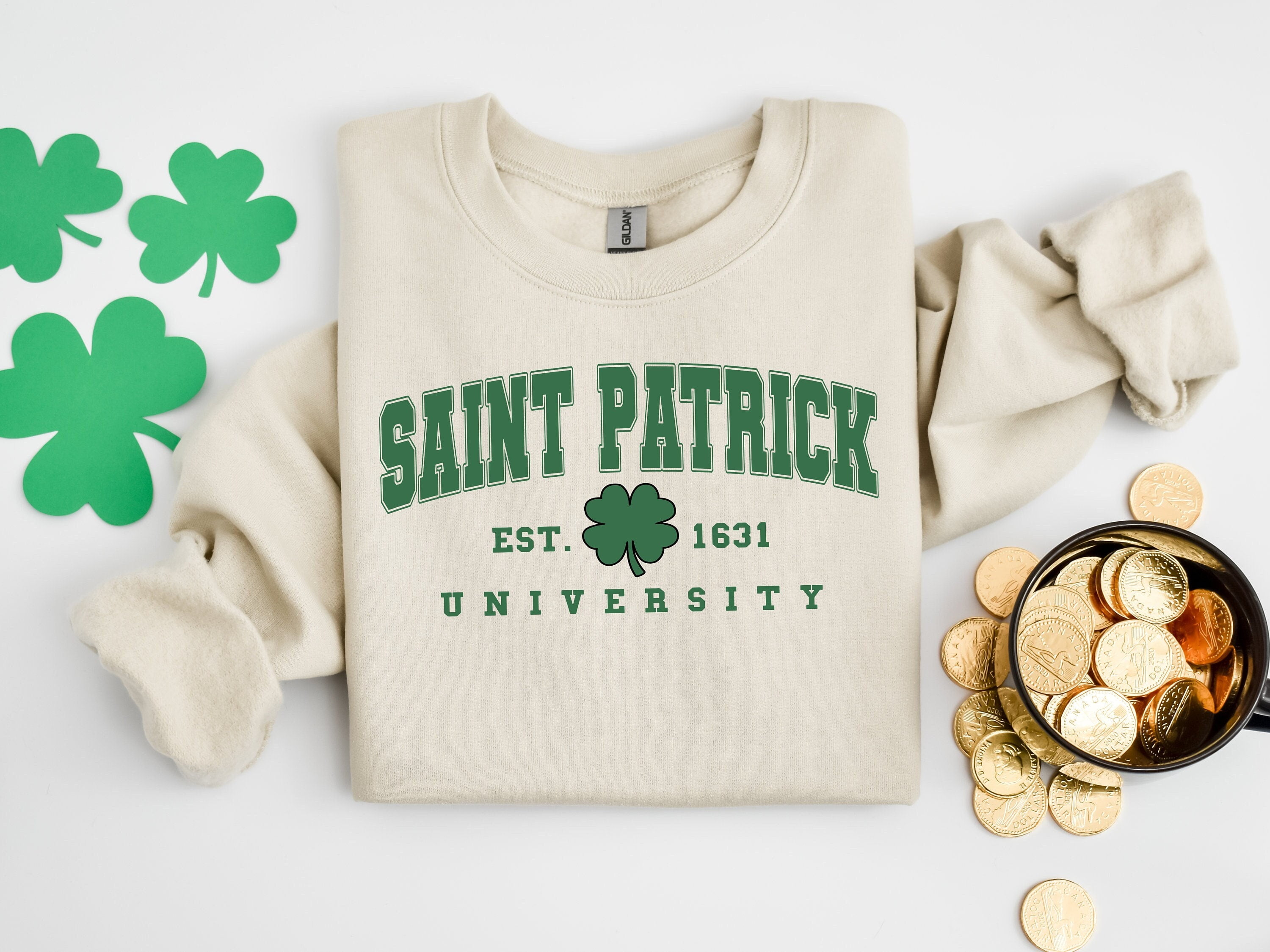 T-shirt St Patrick's Day Irlande - Drapeau Irlandais Et Trèfle, Coupe Classique, Manches Courtes