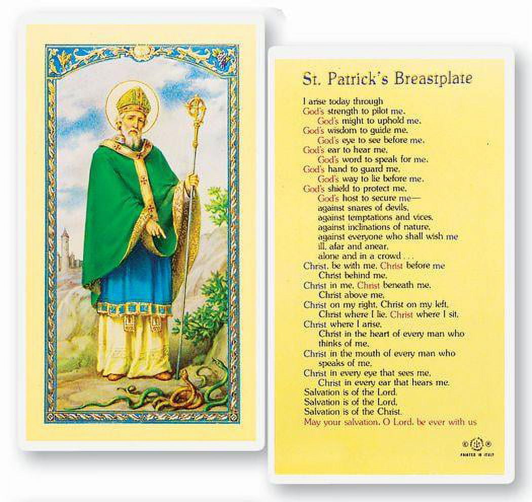 Saint Patrick's Breastplate Laminated Catholic Prayer Holy Card with ...