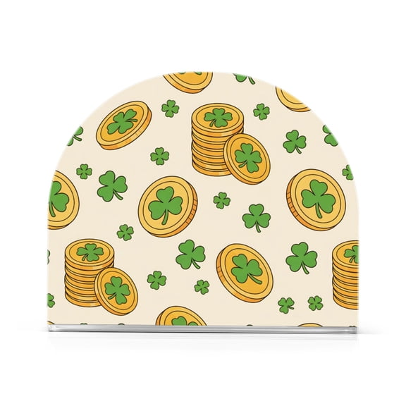 Saint Patrick's Clover Coin Napkin Holder Acrylic Napkin Dispenser Clear Modern Tabletop for Kitchen Counter