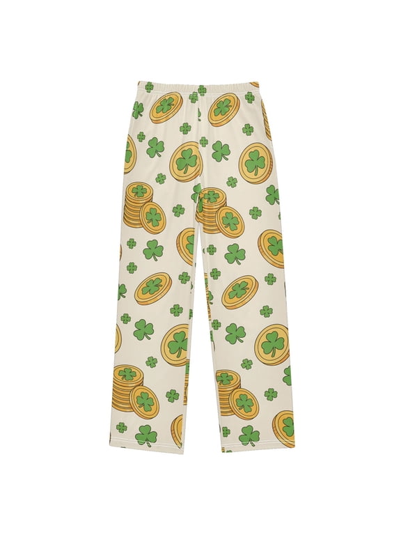 Saint Patrick's Clover Coin Pajama Pants Soft Lightweight Lounge Pants Bottoms Sleep Pants Warm Comfy