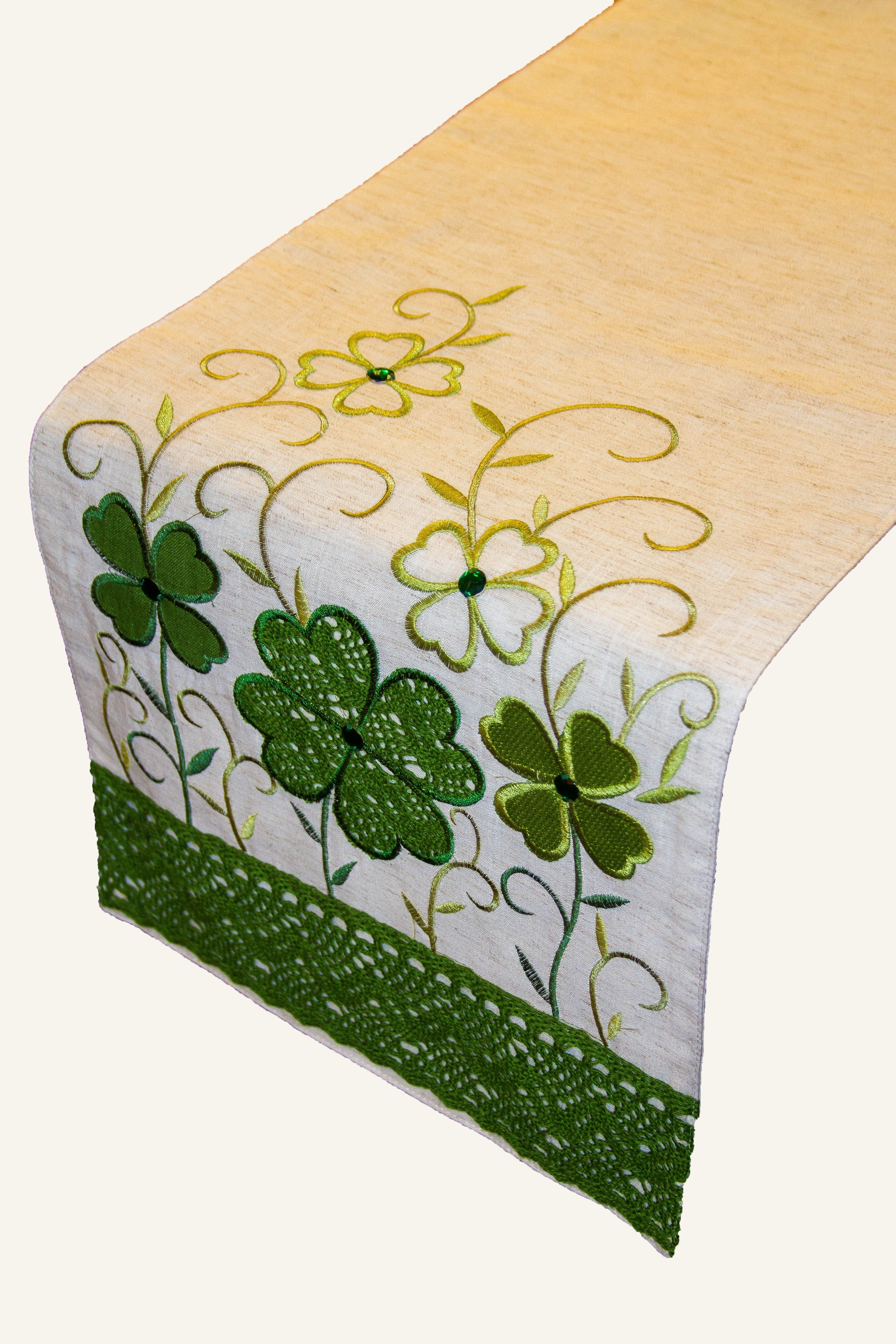 Saint Patrick's Crochet Clover 100% Polyester Table Runner