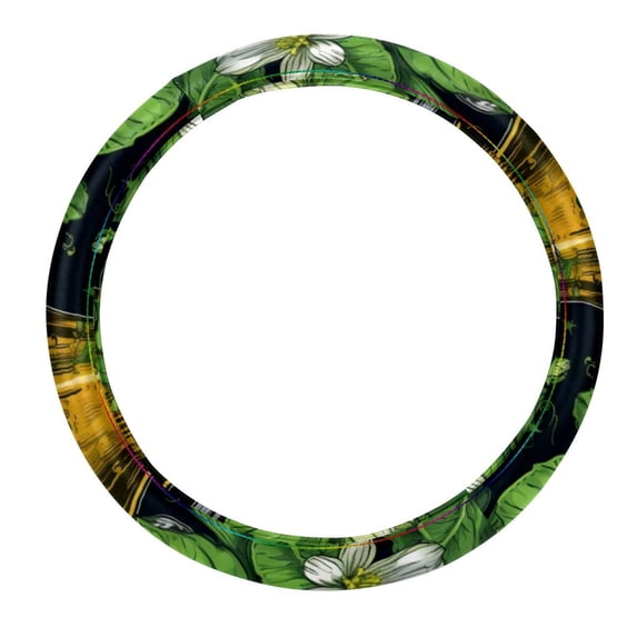 Saint Patrick's Day 15.5 Inch Car Wheel Cover, Steering Wheel Cover, Printed PVC Leather Auto Accessories