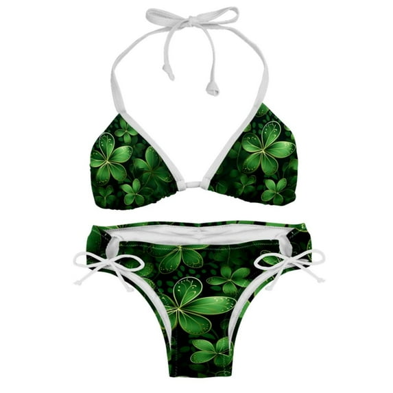 Saint Patrick's Day Adjustable Strap Bikini Set with Detachable Sponge, Two-Pack - Ideal for All Swim Suit Scenes