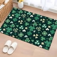 thumbnail image 1 of Saint Patrick's Day Bathroom Rug Washable 2x3 Entryway Rug Non Slip Green Lucky Shamrock Leaves Spring Black Front Door Mat Low Pile Indoor Doormat Throw Floor Carpet for Kitchen Bedroom Entrance, 1 of 8