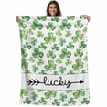 thumbnail image 1 of Saint Patrick's Day Blanket Soft Cozy Warm Throw Blanket for Couch, Plush Fuzzy Flannel Fleece Blankets for Sofa, Spring Lucky Shamrocks Grass Bed Blankets Lightweight Gifts for Women, 32"x48", 1 of 9