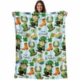 thumbnail image 1 of Saint Patrick's Day Blanket Soft Cozy Warm Twin Blanket for Bed, Plush Fuzzy Flannel Fleece Blankets for Sofa, Gnomes Hat Boot Clovers Blue Stripes Throw Blankets for Couch, Gifts for Men, 60"x80", 1 of 9