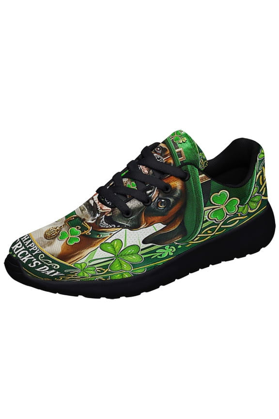 Saint Patrick's Day Boxer Dog Shoes Sneakers Black Size 3.5