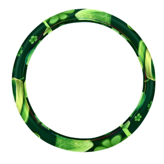 Saint Patrick's Day Car Wheel Cover, Steering Wheel Cover 14.5 Inch, Printing, PVC Leather, Auto Accessories