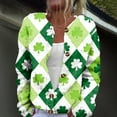 thumbnail image 1 of Saint Patrick's Day Cardigans for Women Trendy Shamrock Pattern Long Sleeve Button Down Cardigan St. Patrick's Day Y2k Open Front Knitted Shirt Top, 1 of 5