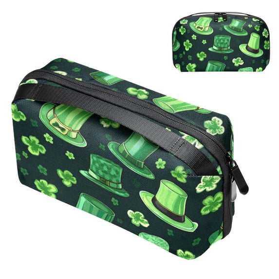 Saint Patrick's Day Charger Organizer, Hard Drive Cases, Cord Travel Organizer, Cell Phone Cord Organizer - Waterproof Oxford Cloth Digital Bag 5.9x9.44x3.14 in