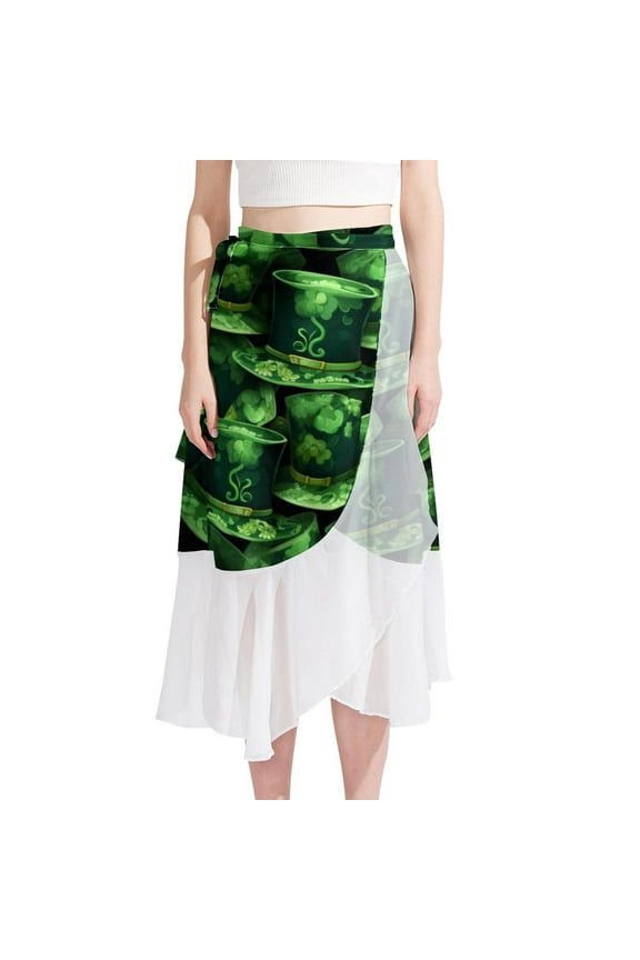 Saint Patrick's Day Chic Chiffon Beach Skirt with Polyester Straps - for the Beach