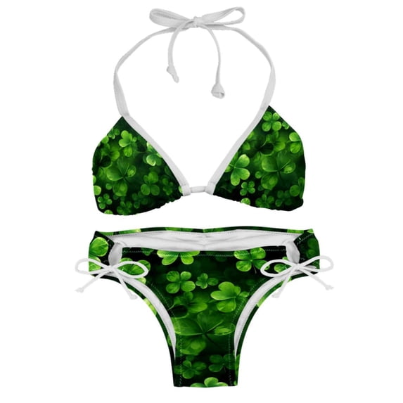 Saint Patrick's Day Chic One-Piece Swimsuits Bikini Set: Detachable Sponge, Adjustable Strap, Two-Pack, for Pools and Beaches
