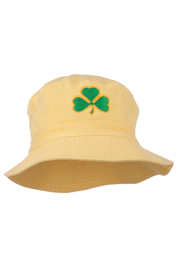 Saint Patrick's Day Clover Embroidered Bucket Hat - Yellow OSFM