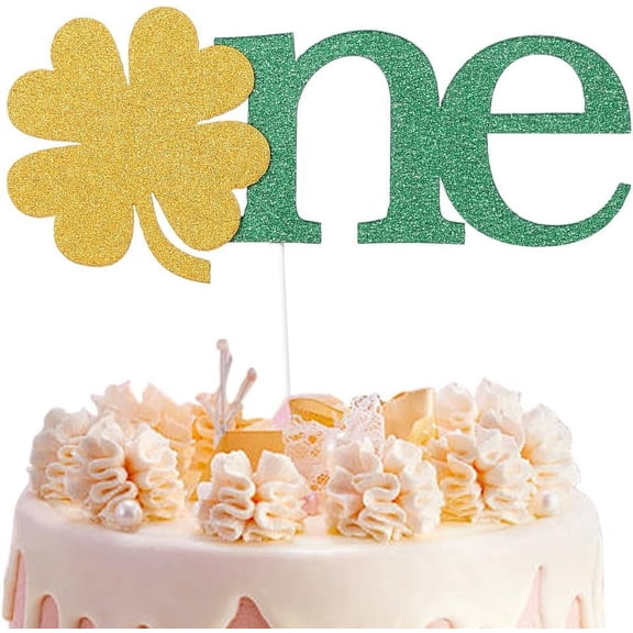 Saint Patrick's Day Clover Paper Cake Toppers Birthday Cake Insert Cards Yellow 130x141x4mm