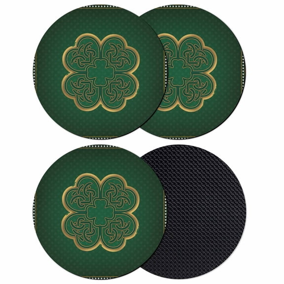 Saint Patrick's Day Coasters Set of 4, Absorbent Coasters for Drinks, Green Lucky Grass Vintage Abstract Art Coaster for Desk Coffee Table Protection, Home Decor House Warming Gifts 4"