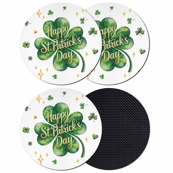 Saint Patrick's Day Coasters Set of 4, Absorbent Coasters for Drinks, Watercolor Shamrock Love Star Lucky Green Coaster for Desk Coffee Table Protection, Home Decor House Warming Gifts 4"