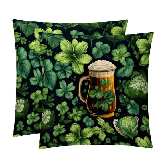 Saint Patrick's Day Decorative Bed Pillow Covers Throw Pillows Set with Unique Patterns for all Occasions - 16x16, 18x18, 20x20 inches - 2 Pack Pillow Inserts Included