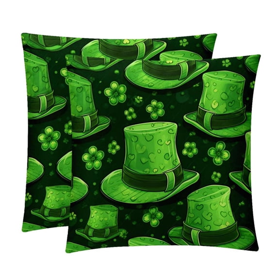 Saint Patrick's Day Decorative Pillows Covers with Unique Patterns for Bed, Home Decor - Set of 2 Pillow Inserts - Available in 16x16, 18x18, 20x20 Inches for Various Occasions