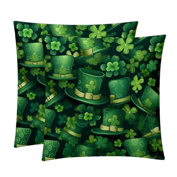 Saint Patrick's Day Decorative Pillows Covers with Unique Patterns for Bed, Home Decor - Set of 2 Pillow Inserts - Available in 16x16, 18x18, 20x20 Inches for Various Occasions