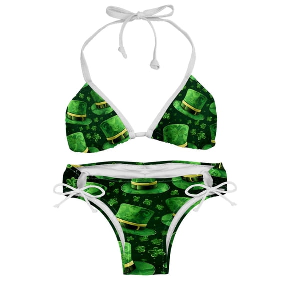 Saint Patrick's Day Detachable Sponge Adjustable Strap Bikini Set Swimsuit, Two-Pack - Beach and Pool Ready