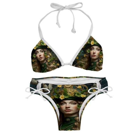 Saint Patrick's Day Detachable Sponge Adjustable Strap Bikini Set Swimsuit Two-Pack Swimming Suits - Beach Vacation Swimwear