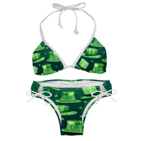 Saint Patrick's Day Detachable Sponge Adjustable Strap Bikini Set Two-Pack - Ideal for Beach & Pool Parties